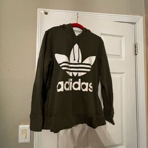 Adidas Olive Hoodie with Bold White Logo